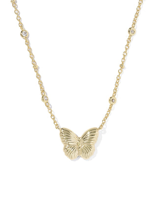 Kendra Scott Cailey Butterfly Short Pendant Necklace Gold Pink Opalescent - Sugar Co.