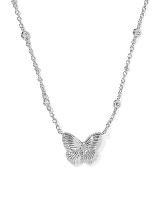 Kendra Scott Cailey Butterfly Short Pendant Necklace Silver Ivory Mother Of Pearl - Sugar Co.