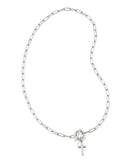 Cross Silver Link and Chain Necklace