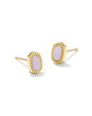 Mini Ellie Gold Stud Earrings Pink Opalite Crystal