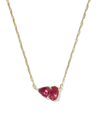 Kendra Scott Tatum Short Pendant Necklace Gold Burgundy Mi - Sugar Co.