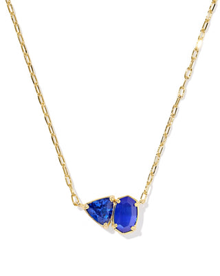 Kendra Scott Tatum Short Pendant Necklace Gold Cobalt Mix - Sugar Co.