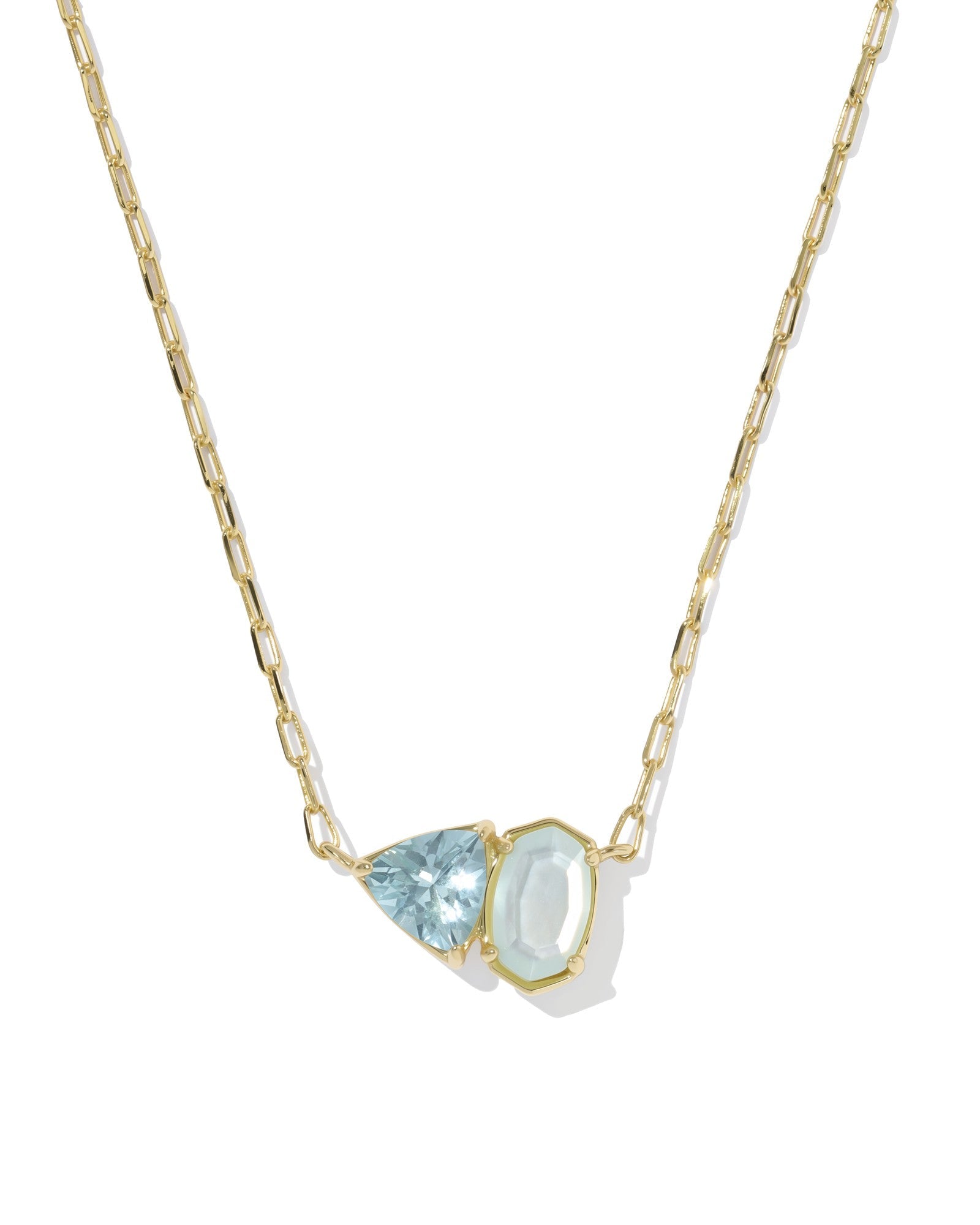 Kendra Scott Tatum Short Pendant Necklace Gold Light Blue Mix