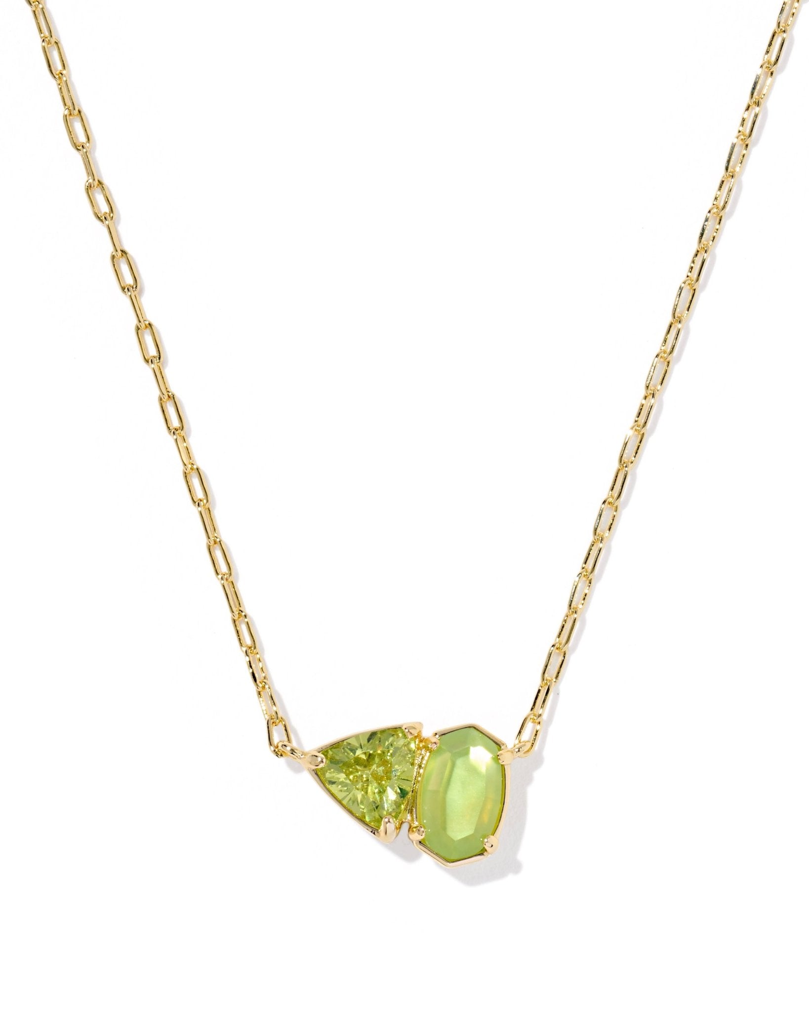Kendra Scott Tatum Short Pendant Necklace Gold Light Green Mix