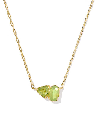 Kendra Scott Tatum Short Pendant Necklace Gold Light Green Mix - Sugar Co.