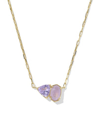 Kendra Scott Tatum Short Pendant Necklace Gold Purple Mix