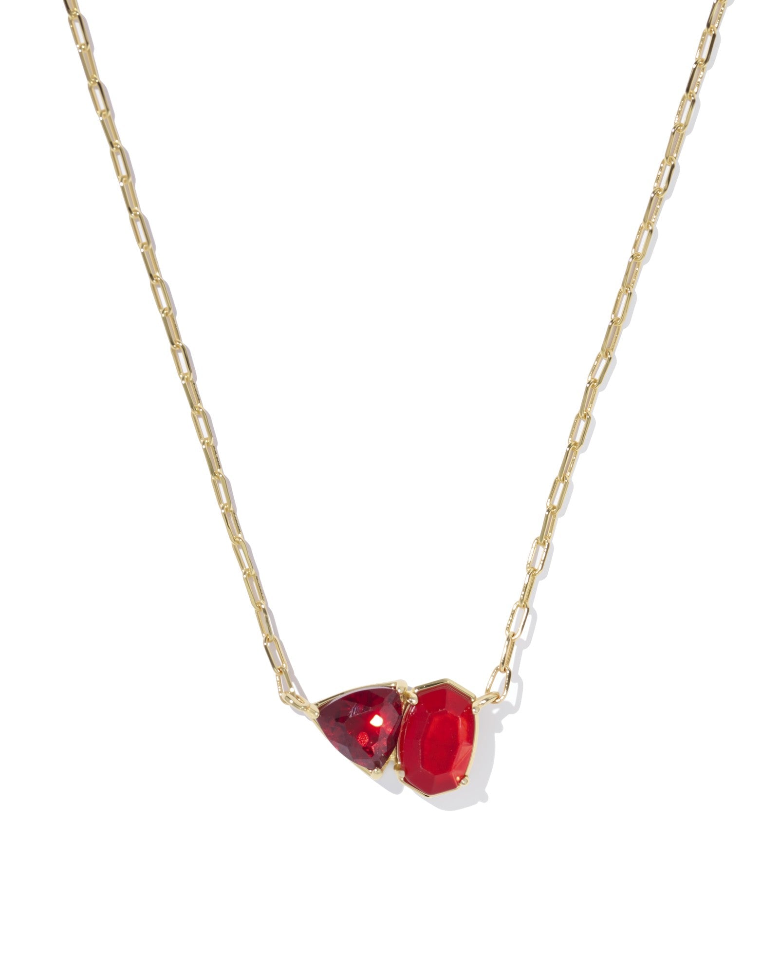 Kendra Scott Tatum Short Pendant Necklace Gold Red Mix