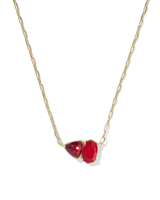 Kendra Scott Tatum Short Pendant Necklace Gold Red Mix - Sugar Co.