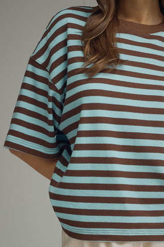 Lane Stripe Knit Blue Brown - Sugar Co.