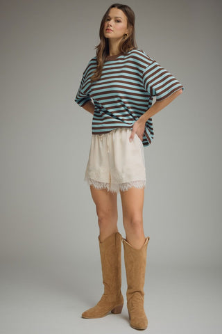 Lane Stripe Knit Blue Brown - Sugar Co.