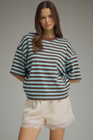 Lane Stripe Knit Blue Brown - Sugar Co.