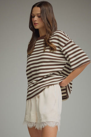 Lane Stripe Knit Brown - Sugar Co.