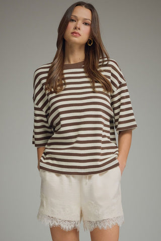 Lane Stripe Knit Brown - Sugar Co.