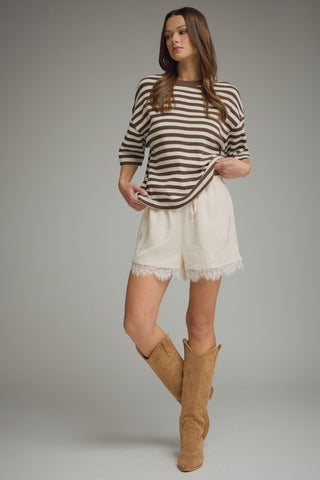 Lane Stripe Knit Brown - Sugar Co.
