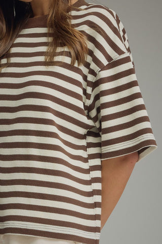 Lane Stripe Knit Brown - Sugar Co.