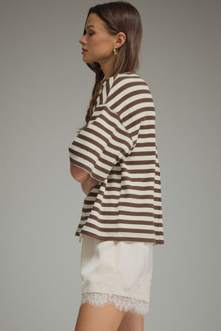 Lane Stripe Knit Brown - Sugar Co.