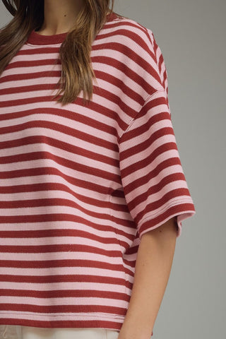 Lane Stripe Knit Burgundy - Sugar Co.