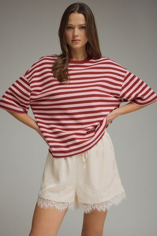 Lane Stripe Knit Burgundy - Sugar Co.