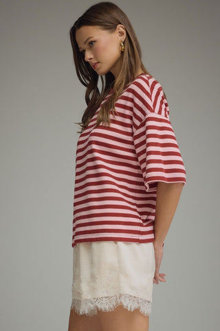 Lane Stripe Knit Burgundy - Sugar Co.