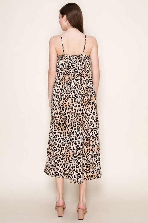 Leopard Strap Midi Dress - Sugar Co.