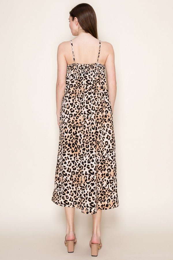 Leopard Strap Midi Dress - Sugar Co.