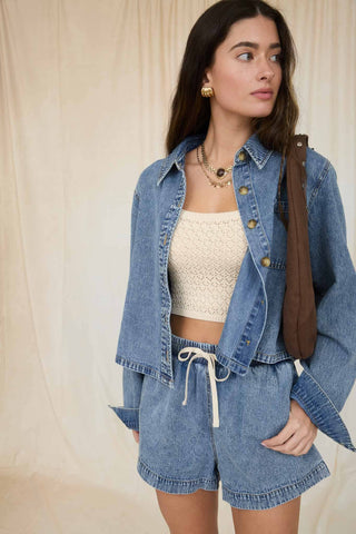 Let's Go Denim Boxy Crop - Sugar Co.
