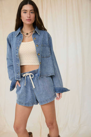 Let's Go Denim Boxy Crop - Sugar Co.