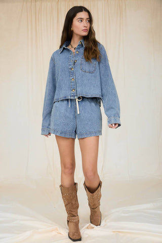 Let's Go Denim Boxy Crop - Sugar Co.