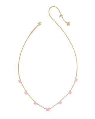 Lillia Butterfly Silver Enamel Strand Necklace Gold Pinkl Enamel - Sugar Co.