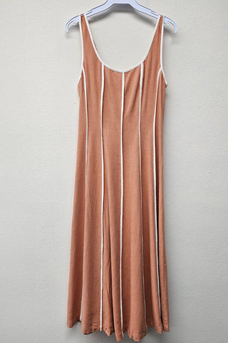 Linen Midi Dress: Brown - Sugar Co.