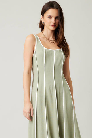 Linen Midi Dress: Brown - Sugar Co.