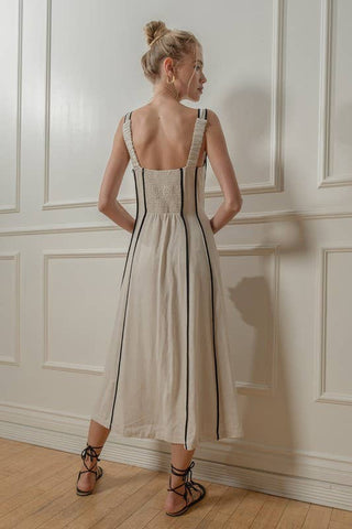 Linen Midi Dress: Brown - Sugar Co.