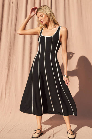 Linen Midi Dress: Brown - Sugar Co.