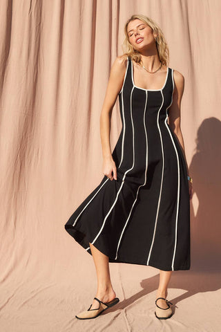Linen Midi Dress: Brown - Sugar Co.