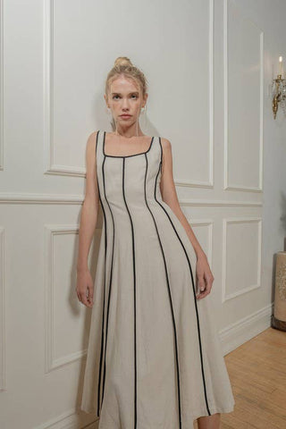 Linen Midi Dress: Brown - Sugar Co.