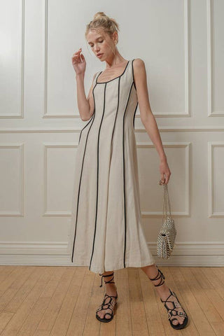 Linen Midi Dress: Brown - Sugar Co.
