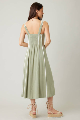 Linen Midi Dress: Brown - Sugar Co.