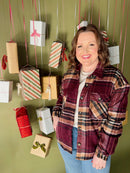 Luxe Plaid Wool Jacket Burgundy - Sugar Co.