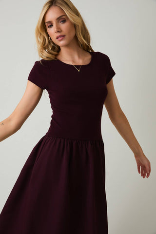 Maggie Mixed Media Dress Light Blue - Sugar Co.