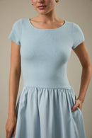 Maggie Mixed Media Dress Light Blue - Sugar Co.