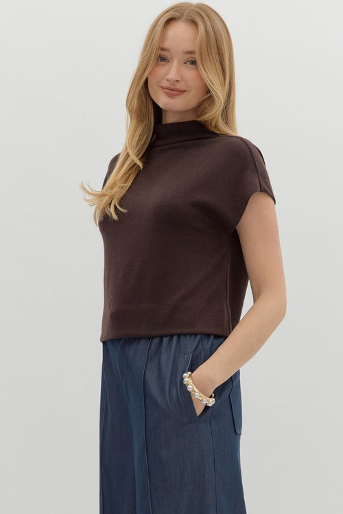 Magnolia Mock Neck Ruby - Sugar Co.