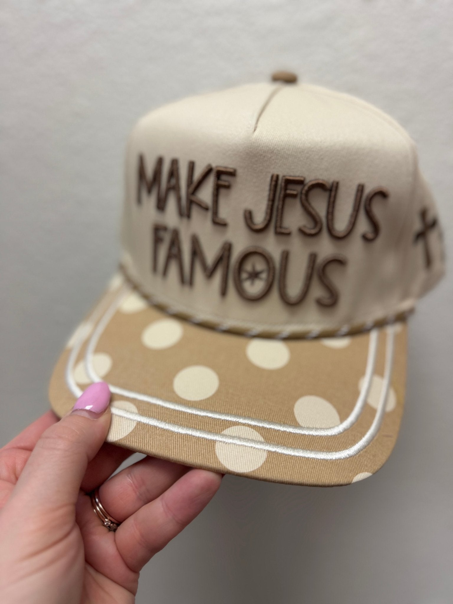 Make Jesus Famous Brown Polka Dot