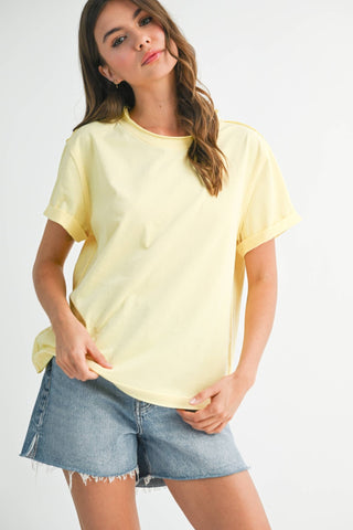 Mali Baby Tee Short Sleeve Top: Lemon - Sugar Co.