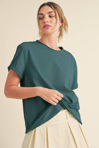 Mali Baby Tee Short Sleeve Top: Teal - Sugar Co.