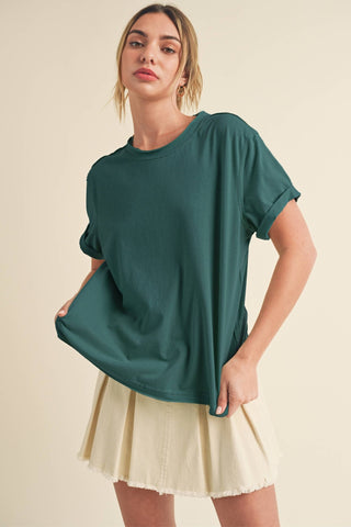 Mali Baby Tee Short Sleeve Top: Teal - Sugar Co.