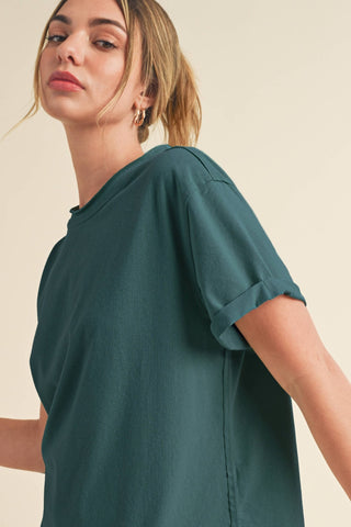 Mali Baby Tee Short Sleeve Top: Teal - Sugar Co.