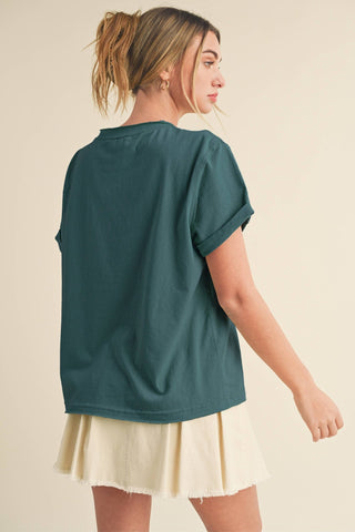 Mali Baby Tee Short Sleeve Top: Teal - Sugar Co.