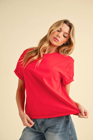 Mali Baby Tee Short Sleeve Top: Tomato - Sugar Co.