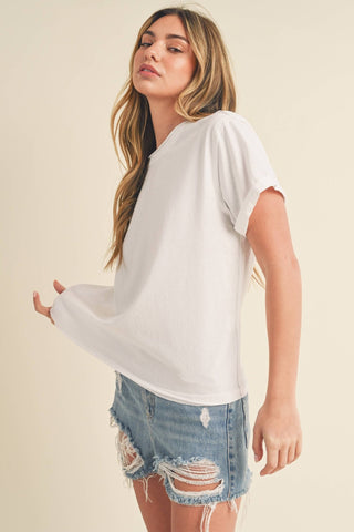 Mali Baby Tee Short Sleeve Top White - Sugar Co.