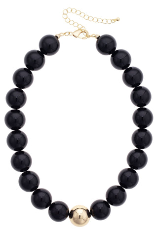Marjorie Game Day Gumball Beaded Necklace: Black - Sugar Co.